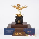 Quà tặng Chậu Lan 3 Cành dát vàng 24k ACT GOLD ISO 9001:2015