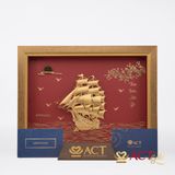 Quà tặng tranh Thuyền dát vàng 24k ACT GOLD ISO 9001:2015 (Mẫu 13)