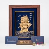Quà tặng tranh Thuyền dát vàng 24k ACT GOLD ISO 9001:2015 (Mẫu 14)