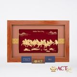 Quà tặng tranh Vạn Mã Hùng Phong dát vàng 24k ACT GOLD ISO 9001:2015