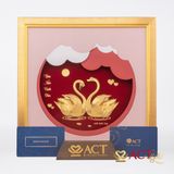 Quà tặng tranh Đôi Thiên Nga dát vàng 24k ACT GOLD ISO 9001:2015 (Mẫu 2)