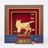 Quà tặng Tranh Mèo Phú Quý dát vàng 24k ACT GOLD ISO 9001:2015