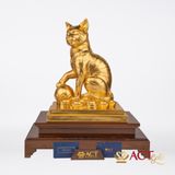 Quà tặng Tượng Mèo Phú Quý dát vàng 24k ACT GOLD ISO 9001:2015