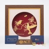 Quà tặng Tranh Đôi Chim Ruồi dát vàng 24k ACT GOLD ISO 9001:2015