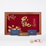 Quà tặng Tranh chữ Phúc hoa Sen dát vàng 24k ACT GOLD ISO 9001:2015