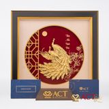 Quà tặng tranh Đôi Chim Công dát vàng 24k ACT GOLD ISO 9001:2015