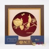 Quà tặng tranh Đôi Chim Chào Mào dát vàng 24k ACT GOLD ISO 9001:2015