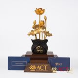 Quà tặng Chậu Sen 7 Cành dát vàng 24k ACT GOLD ISO 9001:2015