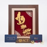 Quà tặng Tranh Chữ An Hoa Sen dát vàng 24k ACT GOLD ISO 9001:2015(Mẫu 4)