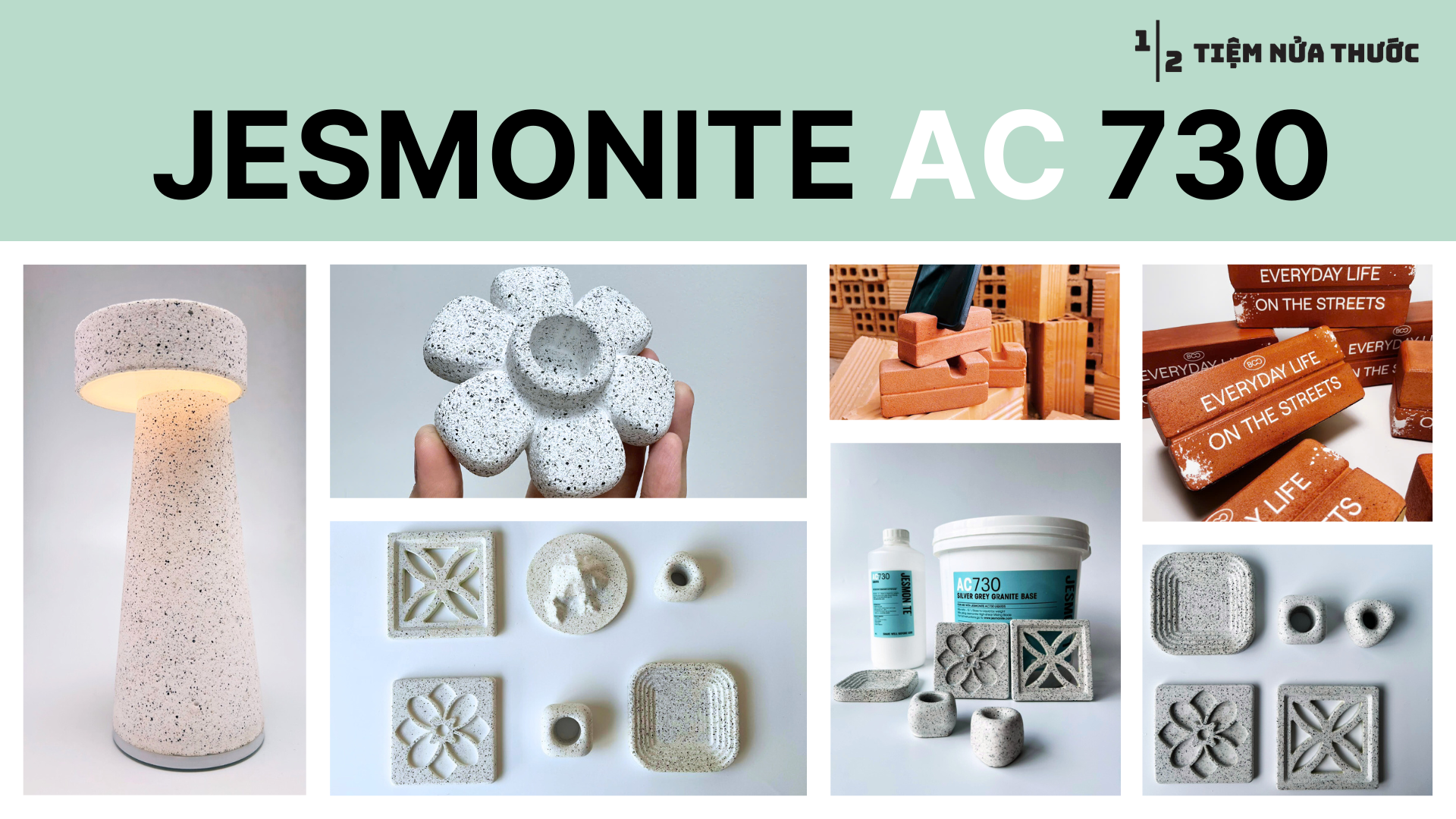 [NEW 2025] Jesmonite AC730 - Bộ Lỏng & Bột 3kg/6kg - Bao Bì Chính Hãng