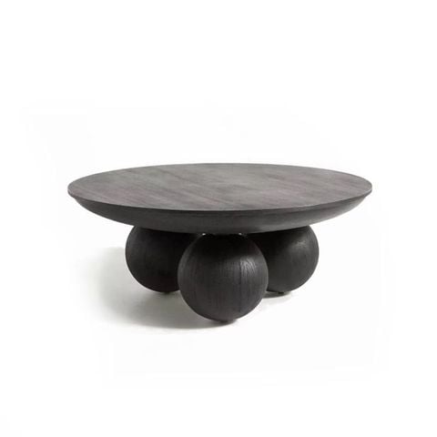 Bàn Bola tròn D1000 H350 - Bàn trà gỗ tần bì đen