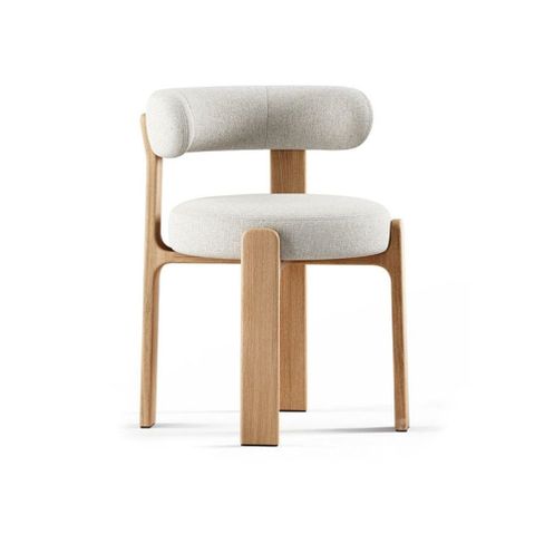 Ghế BeigOak - Ghế gỗ oak bọc vải be phong cách hiện đại