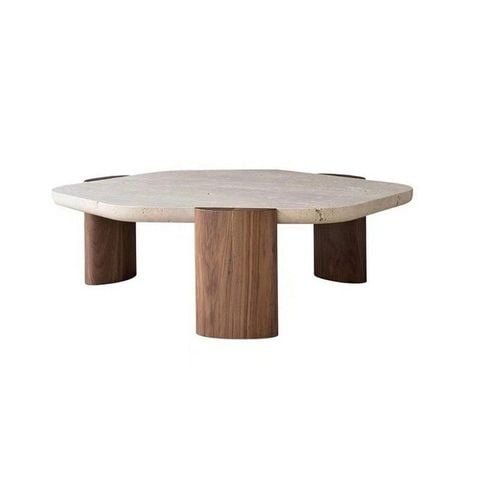 Bàn Luver GRC vân đá chân gỗ - Bàn trà hiện đại