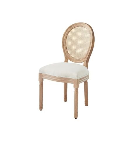 Ghe RivaCane - Ghế mây lưng oval, nệm trắng kem