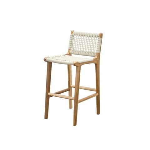 Ghế RopTeak - Ghế bar khung gỗ teak dây bện kem