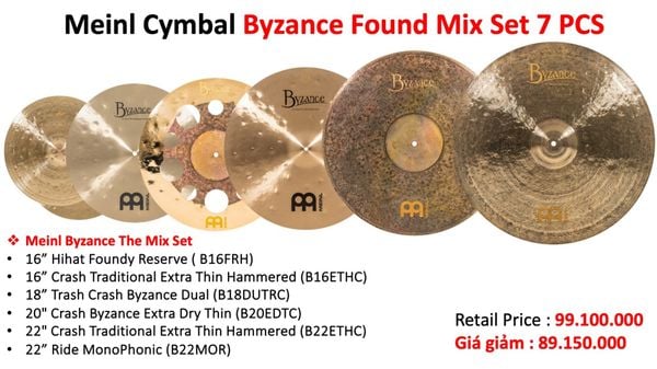  Dixon Cornerstone + Hardware Premium + Meinl Byzance Mix Set 7Pcs 