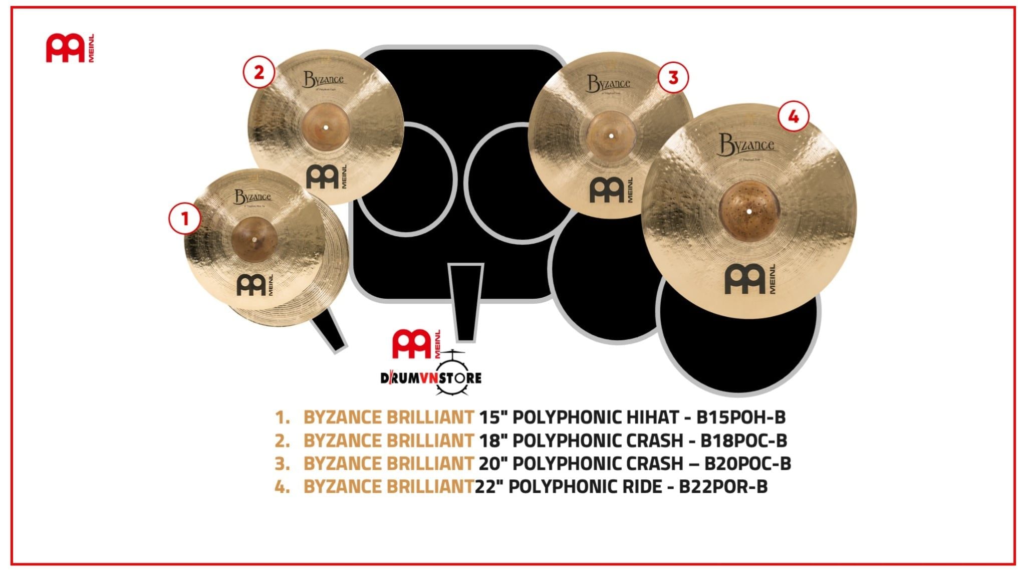  Cymbal Meinl Byzance Polyphonic Brilliant 