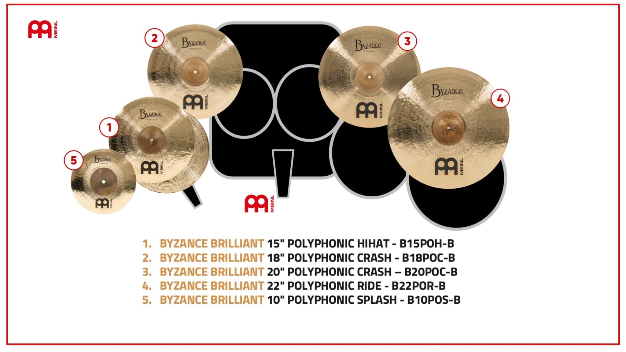  Cymbal Meinl Byzance Polyphonic Brilliant 