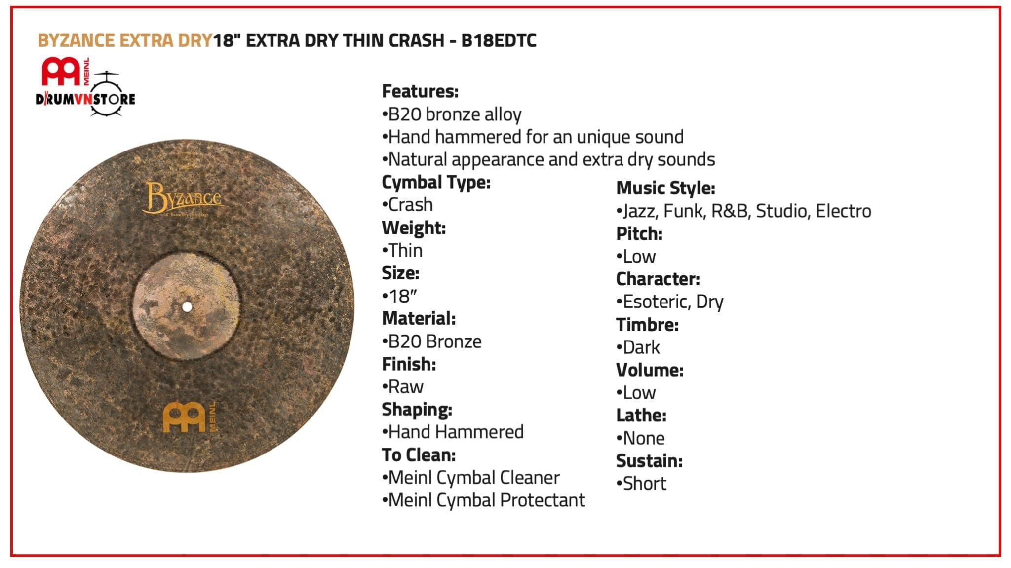  Cymbal Meinl Byzance Mike Johnston Signature Cymbal Set - MJ401+18 