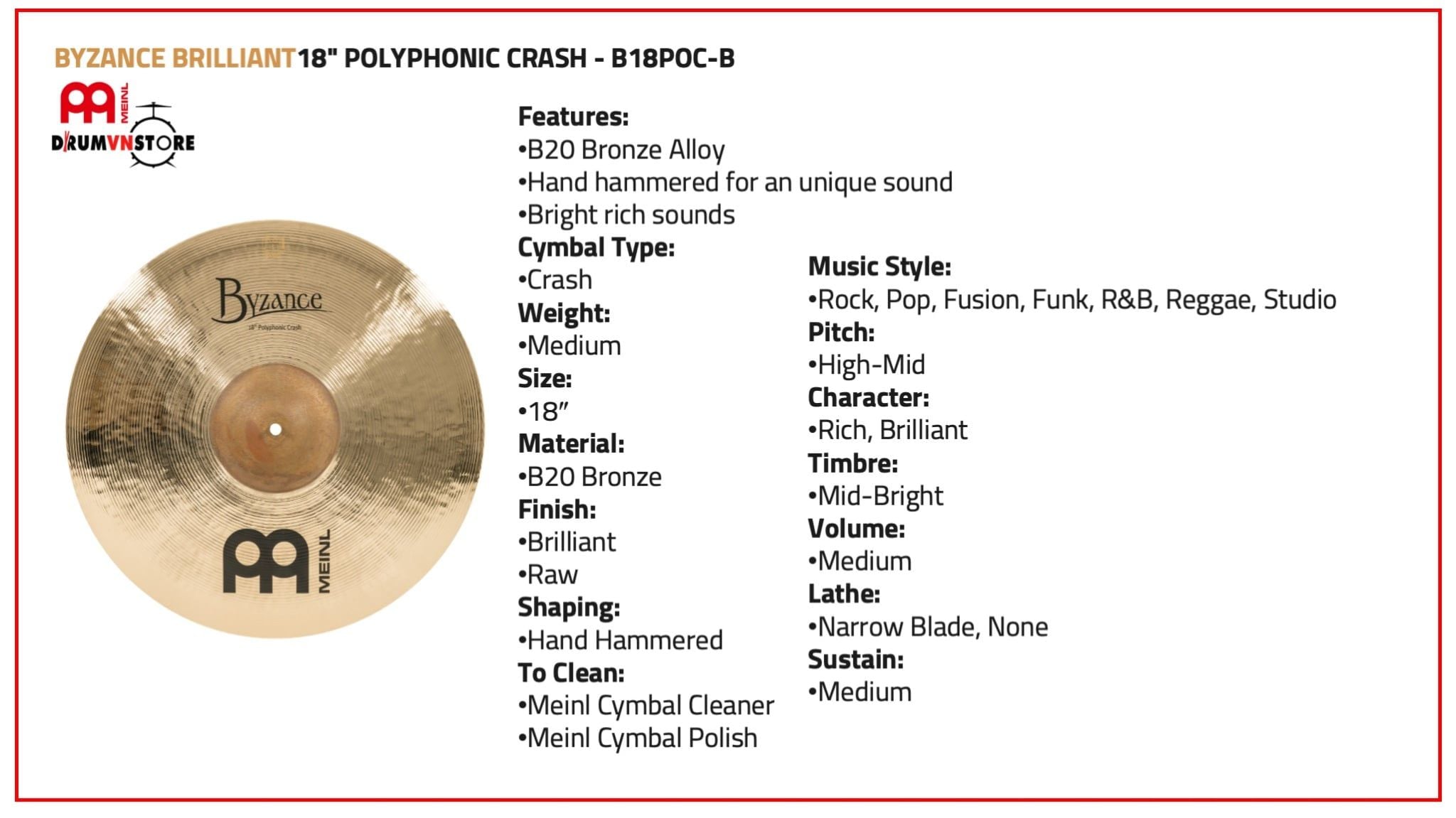  Cymbal Meinl Byzance Polyphonic Brilliant 