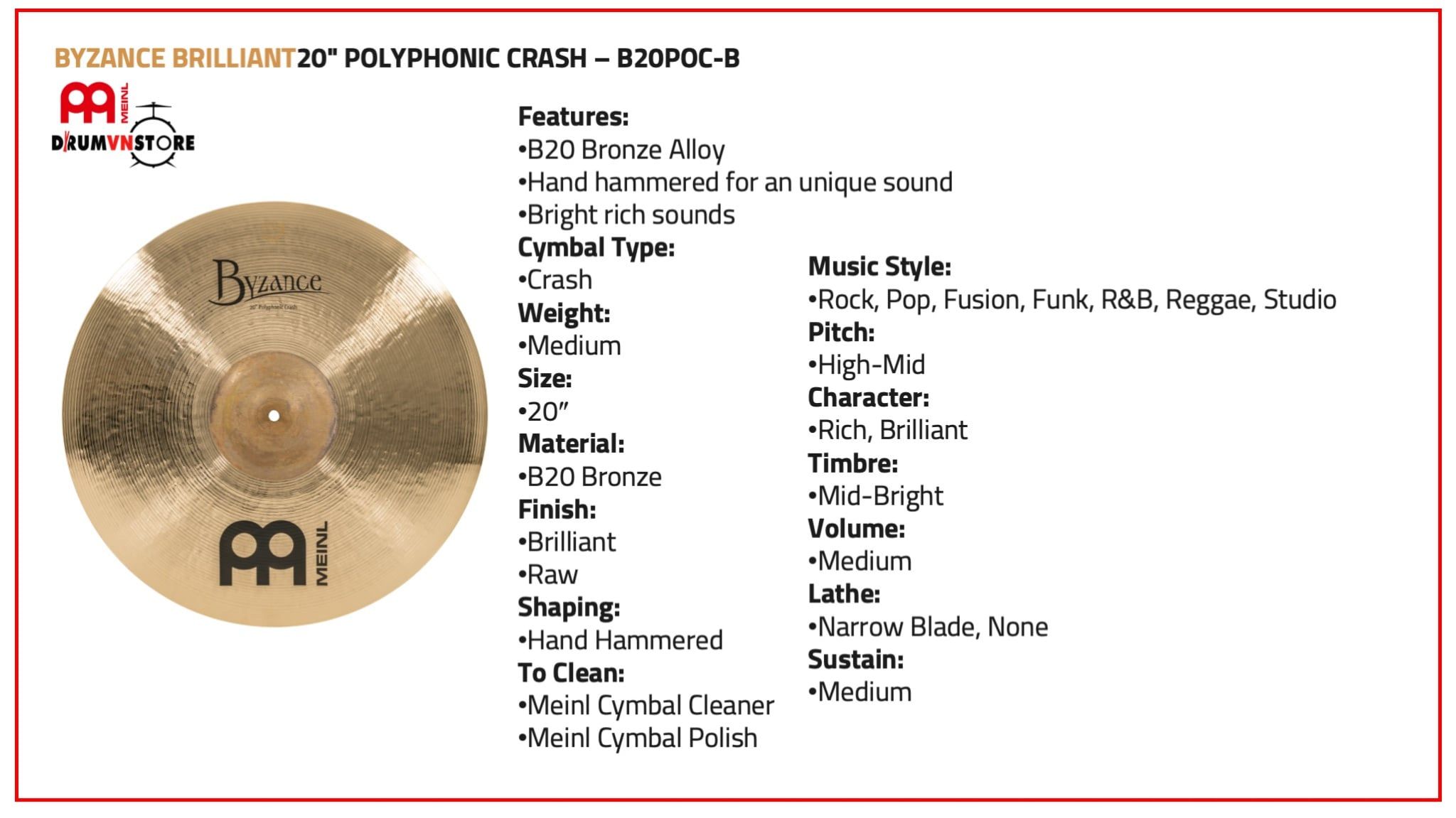  Cymbal Meinl Byzance Polyphonic Brilliant 
