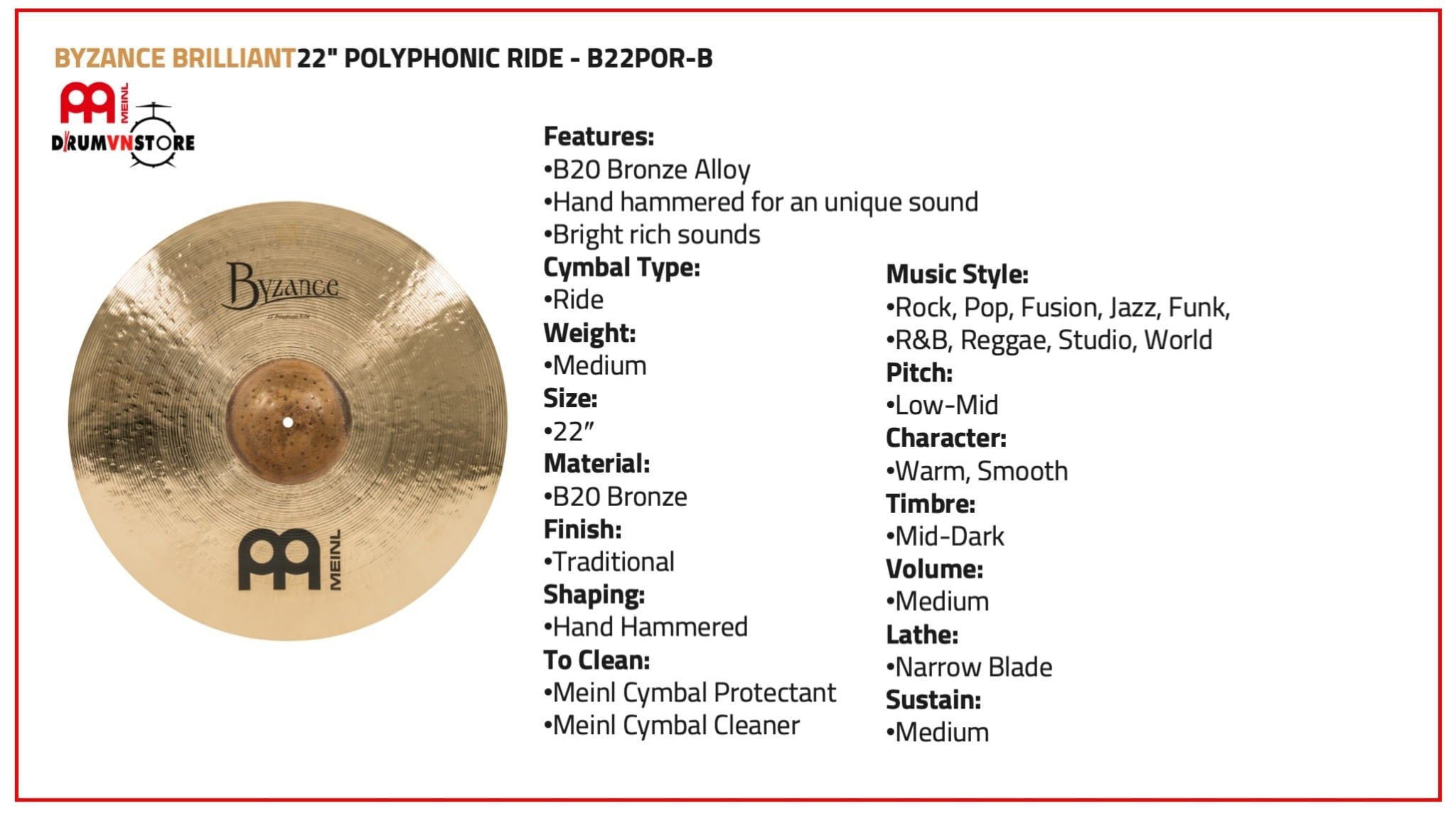  Cymbal Meinl Byzance Polyphonic Brilliant 