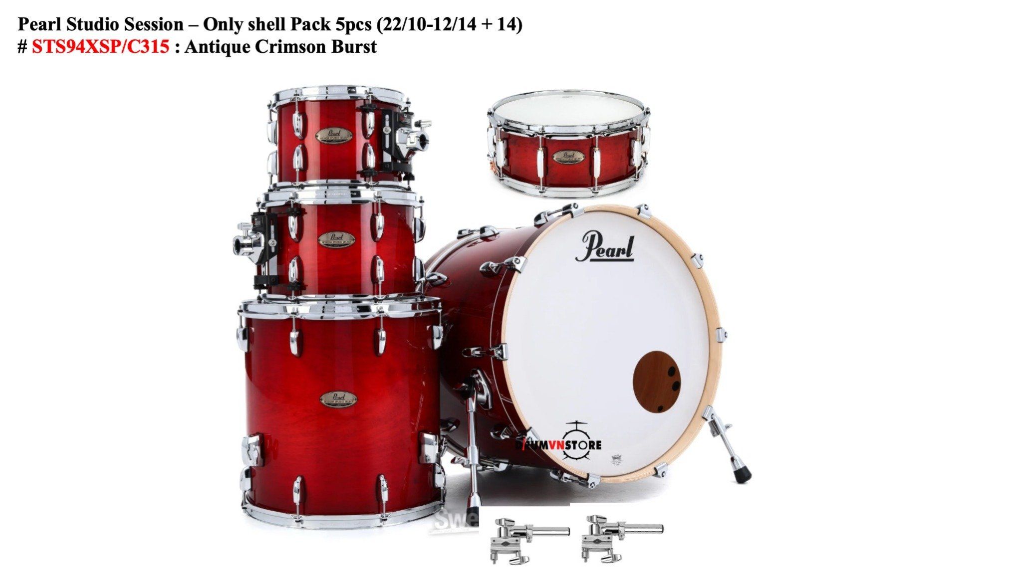  Trống Cơ Pearl Session Studio Select STS94XSP/C (22/10-12-16/14) (only shell pack) 