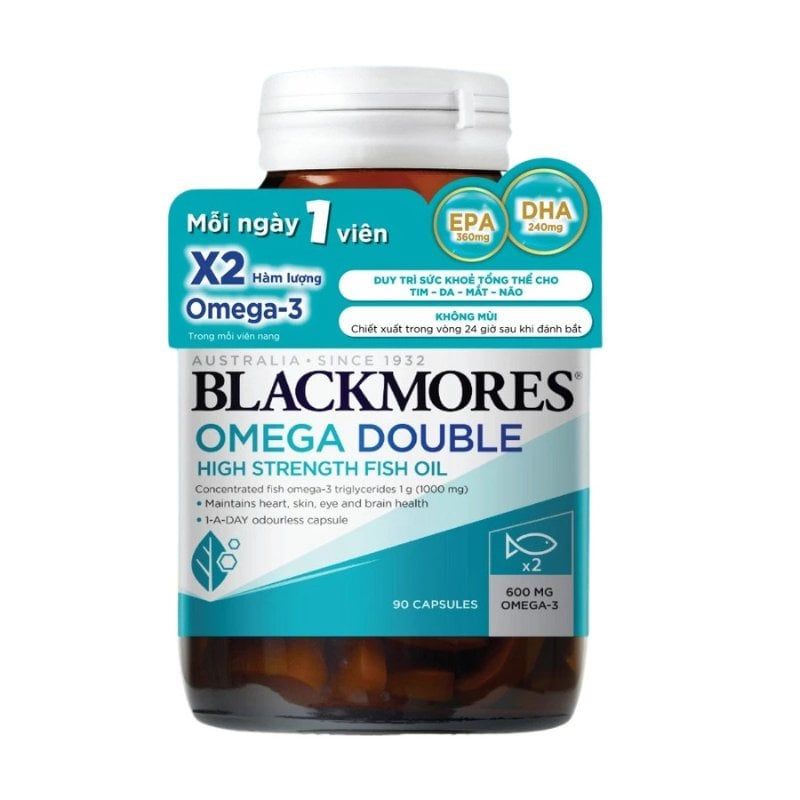 Dầu cá Blackmores Omega Double High Strength Fish Oil 90 viên Úc