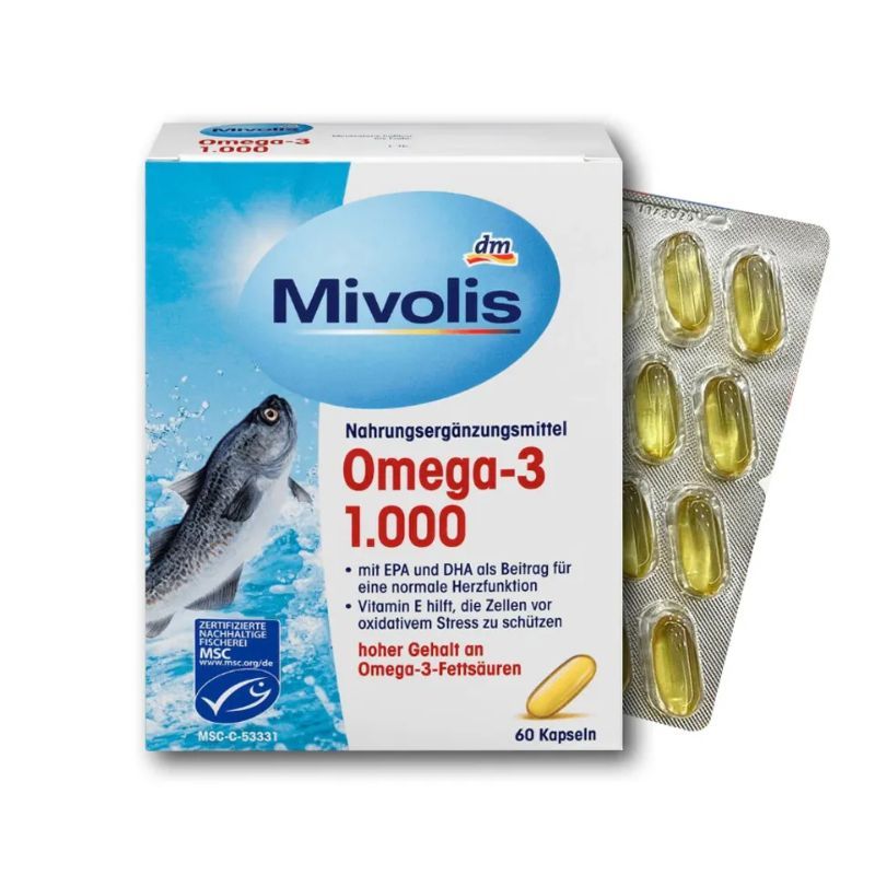 Dầu cá Mivolis Omega-3 1000 hộp 60 viên của Đức