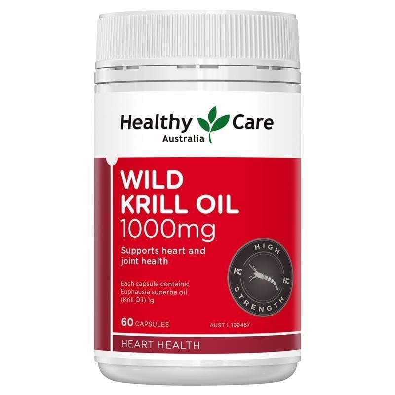 Dầu nhuyễn thể Healthy Care Wild Krill Oil 1000mg 60 viên của Úc