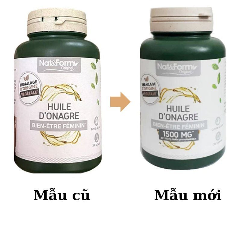 Viên uống tinh dầu hoa anh thảo Nat & Form Hulie D'Onagre 200 viên của Pháp