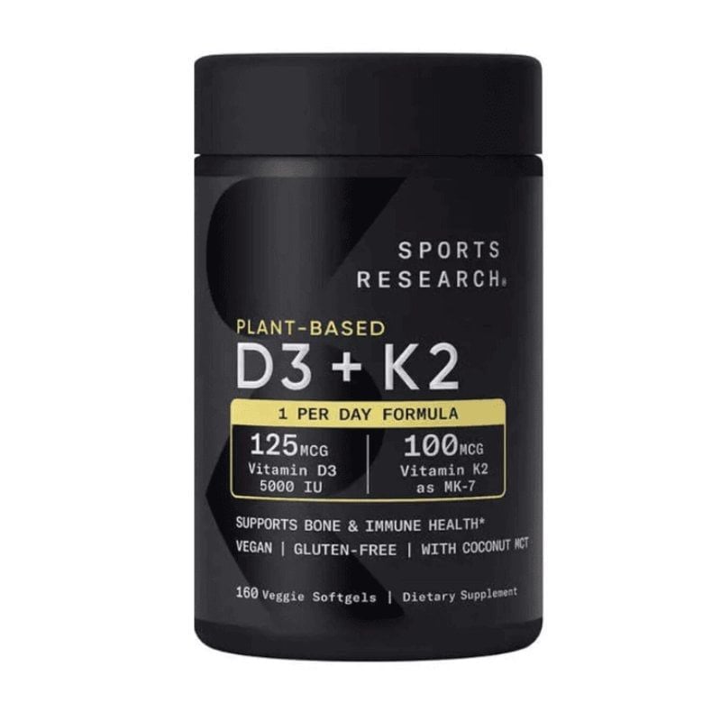 Viên uống Vitamin D3 K2 Sports Research 125mcg thuần chay 160 viên Mỹ