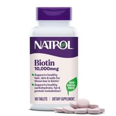 Thực phẩm bảo vệ sức khỏe mọc tóc Natrol Biotin Beauty 10000mcg 100 viên Mỹ