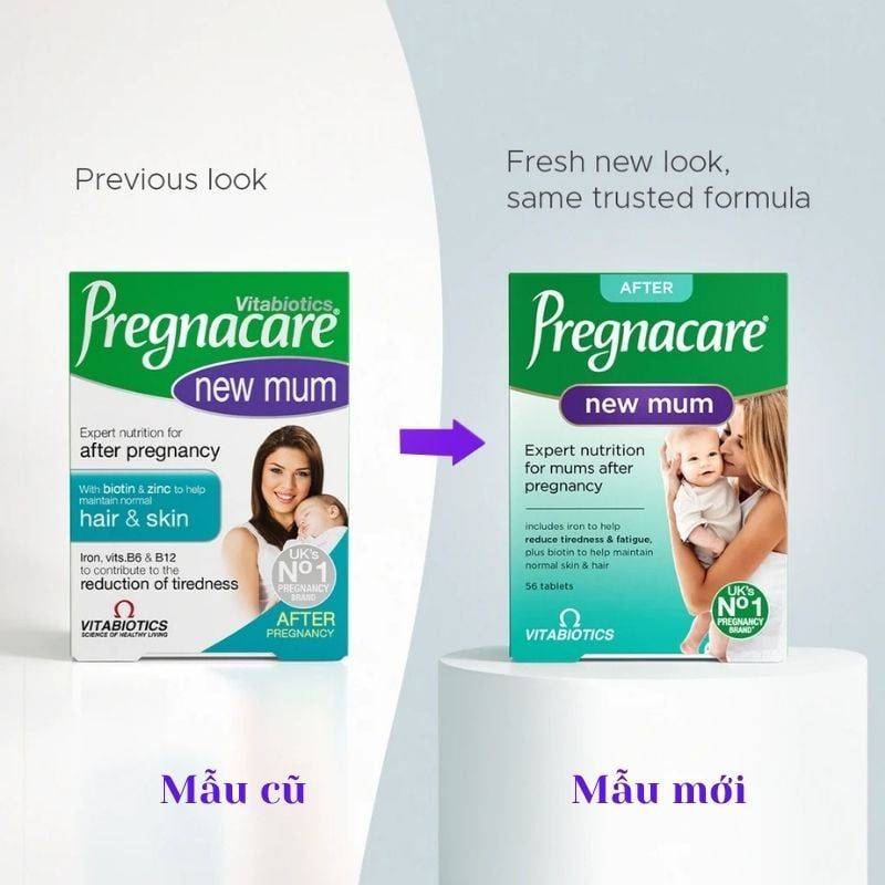 Thực phẩm bảo vệ sức khỏe Pregnacare New Mum 56 viên Anh đẹp da, chống rụng tóc cho phụ nữ sau sinh