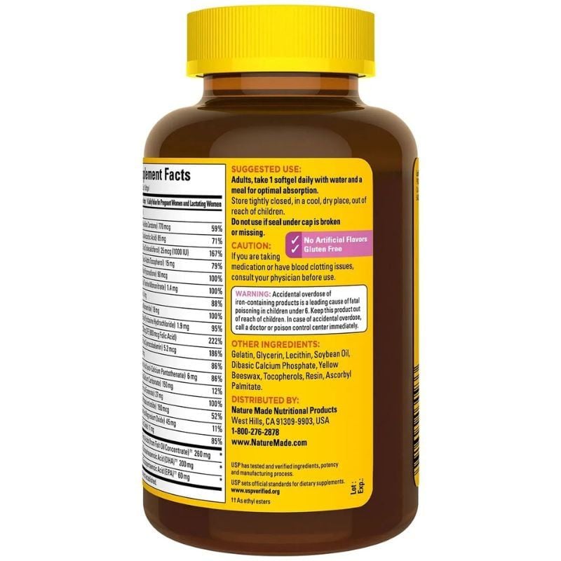 Vitamin cho bà bầu Nature Made Prenatal Folic Acid + DHA 150 viên Mỹ