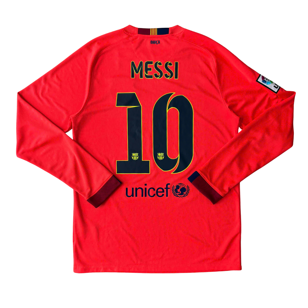 ÁO BÓNG ĐÁ BARCELONA 2014/15 SÂN KHÁCH CHÍNH HÃNG TAY DÀI - PATCH LALIGA + MESSI #10 -- 618738-672