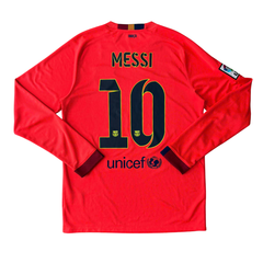 ÁO BÓNG ĐÁ BARCELONA 2014/15 SÂN KHÁCH CHÍNH HÃNG TAY DÀI - PATCH LALIGA + MESSI #10 -- 618738-672