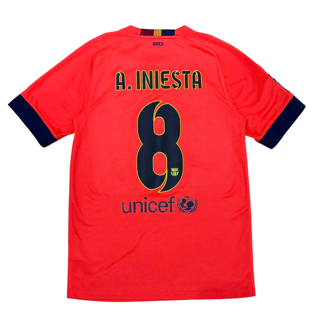 ÁO BÓNG ĐÁ BARCELONA 2014/15 SÂN KHÁCH CHÍNH HÃNG FAN + PATCH LALIGA & A.INIESTA #8