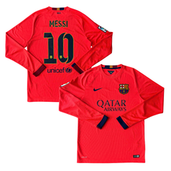 ÁO BÓNG ĐÁ BARCELONA 2014/15 SÂN KHÁCH CHÍNH HÃNG TAY DÀI - PATCH LALIGA + MESSI #10 -- 618738-672