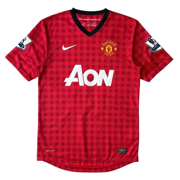 ÁO BÓNG ĐÁ MANCHESTER UNTED 2012/13 SÂN NHÀ CHÍNH HÃNG - PATCH NGOẠI HẠNG ANH & VIDIC #15 + CHỮ KÍ -- 479278-623