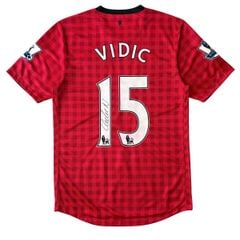 ÁO BÓNG ĐÁ MANCHESTER UNTED 2012/13 SÂN NHÀ CHÍNH HÃNG - PATCH NGOẠI HẠNG ANH & VIDIC #15 + CHỮ KÍ -- 479278-623