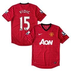 ÁO BÓNG ĐÁ MANCHESTER UNTED 2012/13 SÂN NHÀ CHÍNH HÃNG - PATCH NGOẠI HẠNG ANH & VIDIC #15 + CHỮ KÍ -- 479278-623