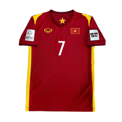 ÁO BÓNG ĐÁ VIỆT NAM 2021 SÂN NHÀ CHÍNH HÃNG PLAYER + PATCH AFC WOMEN'S ASIAN CUP #7 N.T.T.DUNG + CHỮ KÍ CẦU THỦ