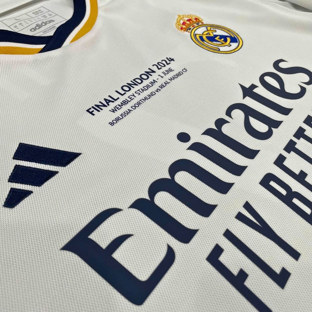 ÁO BÓNG ĐÁ REAL MADRID SÂN NHÀ 2023/24 BẢN FAN - HR3796 ( FULL NAMESET VINICIUS-7, PATCH C1, SPONSOR, MATCH DETAILS)