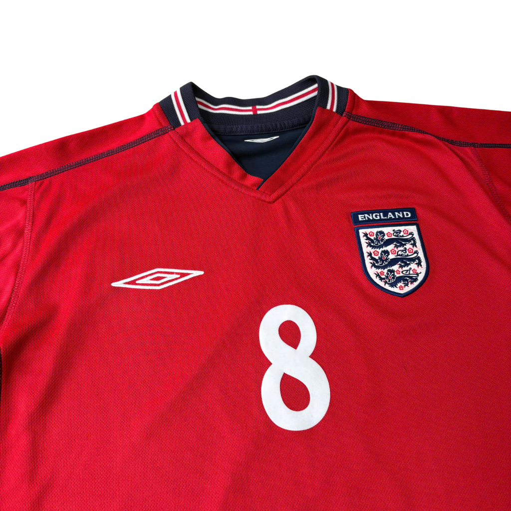 ÁO BÓNG ĐÁ ANH 2002/04 SÂN KHÁCH CHÍNH HÃNG - PATCH WORLD CUP 2002 + SCHOLES #8