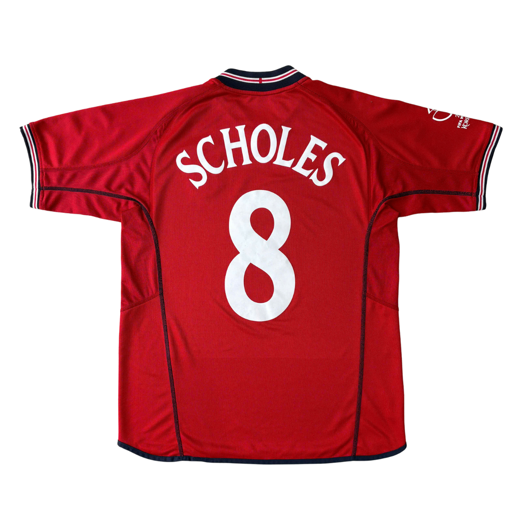 ÁO BÓNG ĐÁ ANH 2002/04 SÂN KHÁCH CHÍNH HÃNG - PATCH WORLD CUP 2002 + SCHOLES #8