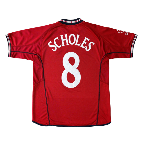 ÁO BÓNG ĐÁ ANH 2002/04 SÂN KHÁCH CHÍNH HÃNG - PATCH WORLD CUP 2002 + SCHOLES #8