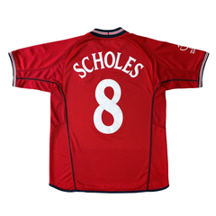 ÁO BÓNG ĐÁ ANH 2002/04 SÂN KHÁCH CHÍNH HÃNG - PATCH WORLD CUP 2002 + SCHOLES #8