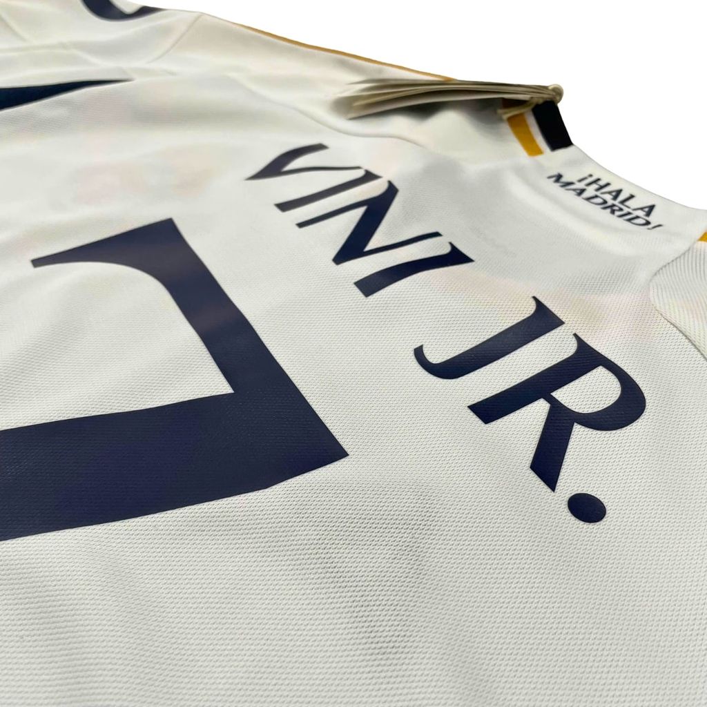 ÁO BÓNG ĐÁ REAL MADRID SÂN NHÀ 2023/24 BẢN FAN - HR3796 ( FULL NAMESET VINICIUS-7, PATCH C1, SPONSOR, MATCH DETAILS)