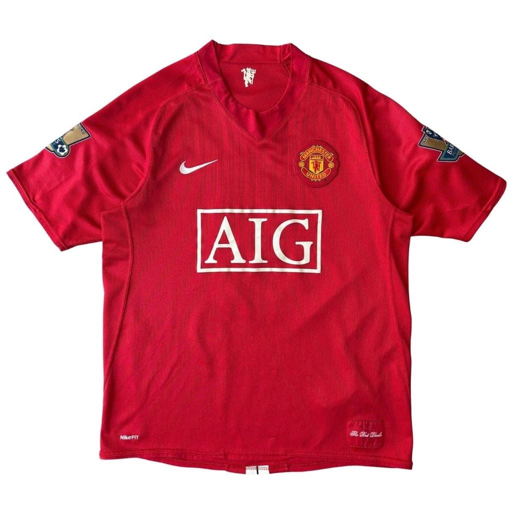 ÁO BÓNG ĐÁ MANCHESTER UNITED 2007/09 SÂN NHÀ CHÍNH HÃNG - PATCH NGOẠI HẠNG ANH + SAHA #9 -- 237924-666